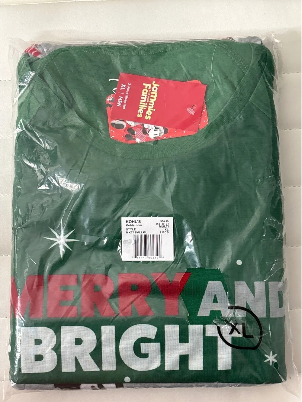 Lannie's Families Merry and Bright XL Christmas Pajama Set with Mickey Mouse